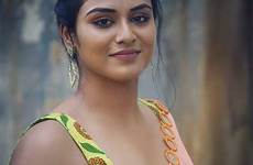 indian hot indhuja ravichandran saree sleeveless blouse actress girl pink yellow transparent face super