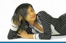 indian lying relaxed floor woman stock preview