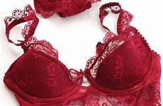 bra lace lingerie red women sexy bras underwear set push girl sets floral transparent female panty