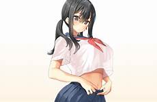 wallhaven anime boobs big girls school huge breasts schoolgirl cc belly wallpaper bra ecchi background uniform body their code site