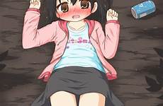 gif flat chest original 1girl clothes hair open blush hood animated request safebooru mouth brown lying back edit respond hoodie