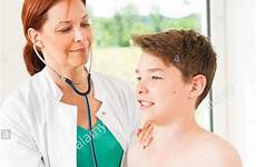 doctor boy teenage female stethoscope examines examining stock alamy