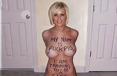 humiliation bodywriting degraded whore fuckpig smutty degradation cock kneeling hairless obedient