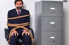 gagged tied bound businessman