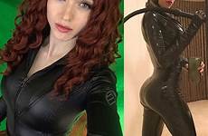 amouranth tier kaitlyn siragusa lewd widow catwoman patreon clothless cosplays johansson both unclothed