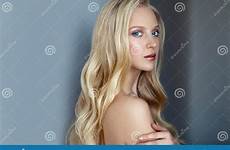 nordic blonde woman natural portrait dark beauty background preview closeup face