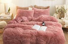 duvet bedding shaggy velvet comforter pillowcases blankets closure zipper