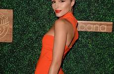 olivia culpo illustrated sports swimsuit show miami dress red swim week cocktail fitted shoulder hawtcelebs orange