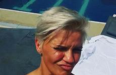 kerry katona bikini her dubai tan selfie she neon yellow herself chilling dried topped lounger headed sun where off