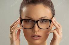 naked sexy hot glasses woman stock wearing portrait depositphotos