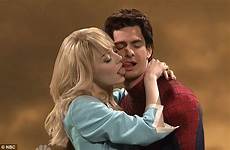 kissing french man spider emma stone andrew garfield lesson chris snl kiss licking other each scene gets martin real life