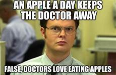 dwight schrute meme doctor apple day memes eating imgflip keeps away apples love