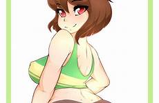 chara frisk naked undertale female ass big boobs shirt breasts cameltoe thighs clothes huge pantyhose only butt tight thick green