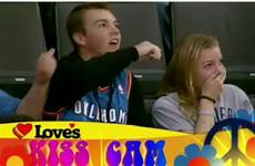 brother sister kiss cam