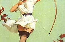 elvgren gil girl girls 1950 pinup high 1950s 50s vintage archery 1959 aiming date title bow artist