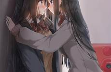 anime school uniform yuri schoolgirl girls hair stockings long wallpaper