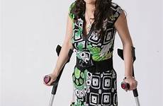 amputee crutches lady