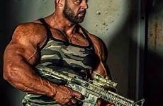 men army big muscle uniform tough guy daddy beard bodybuilder guys