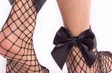 socks fishnet large fish ruffle ankle mesh bow tie high lace 2pairs lot summer girls women