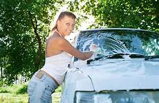 car washing girl stock
