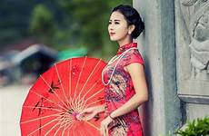 chinese oriental dress girl choose board