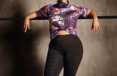 ashley graham plus size fitness model workout curves elle famous campaign addition outfits leggings curvy sweat victoria off girl strong