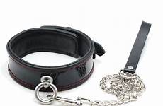 sex leash slave leather collar bondage genuine neck chain erotic metal