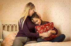 mom crying daughter mother bed stock similar bedroom