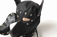 bdsm bondage mask dog leather hood slave detachable eyepatch headgear soft bed face hot flirting toy games sex gear