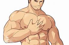 muscle gay resident guy drawing zephleit redfield deviantart bara anime bulky man professor naked swim coach josman kukui character hot