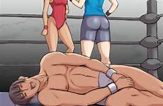 anime wrestling femdom hentai busting ass danbooru club original ball kick makiya girls makya drawn swimsuit testicles crotch history piece