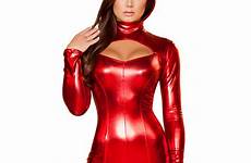 devil costume halloween women sexy costumes catsuit darling hot cosplay outfit leather vinyl angel tail dress adult font faux red