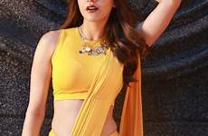kajal saree aggarwal yellow comali sleeveless blouse actress movie