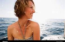 bikini woman boat mature stock alamy smiling photography magazine high
