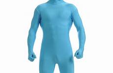 suit zentai body full spandex men lycra blue halloween adult sky suits tight pure color