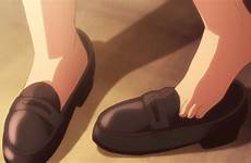 anime shoes off feet taking girls putting