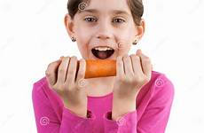 carrot eating girl happy stock large little