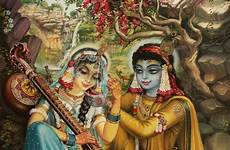 krishna radha vrindavan goddess playing vina das painting shri mygodpictures sri paintings musical print romantic groves pastimes vrindavana hariharji god