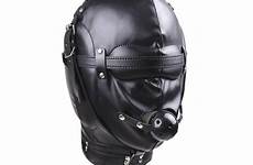 mask bdsm leather sex masks bondage gag slave head covering mouth hood sm fetish toys pu restraint erotic ball headgear