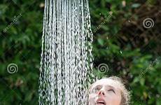 shower pool outdoor bikini girl under wear standing stock water