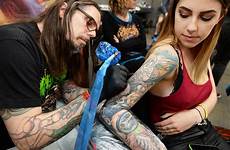 tattoo tattooed tattoos convention london being heavily body show british standard arm public tom association pa press years