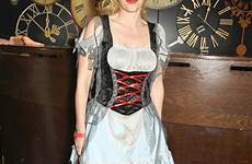 costume wench gillian anderson halloween serving fishnets raunchy gothic flaunted pins actress her ball express stuns onlookers