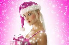 christmas wallpaper santa pink full holiday woman blonde wallpapers abyss preview click background