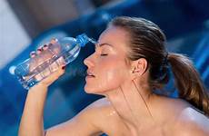 water face splashing woman her cooling stock