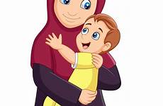 mother muslim son hugging her vector cartoon vectorstock islamic royalty girl