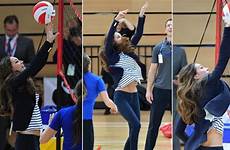 kate volleyball flashes tummy bounces game back wireimage hussein carl afp samir court getty