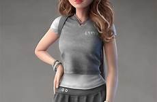 3d girl character cartoon jessica model animation zbrushtuts woman digital female afandi choose board