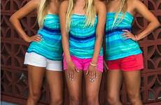 triplets convention triple matching three triplet annual outfits baltimore different shorts tops gather times fun express gorgeous seeing almost sets