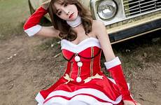 costumes backless strapless claus uniform cosplay santa princess performance bar christmas party sexy red women
