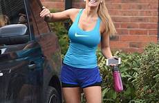wife gym sports gear workout paddy her mcguinness christine nike sporting bring she pink showcases generous bust after stunning working